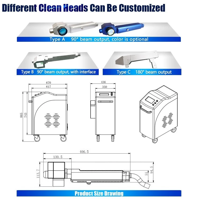100 Watt 200 watt 300 Watt 500 watt 1000 watt Faserlaser Metallreinigungsmaschine Rostabbau Maschine Günstigen Preis