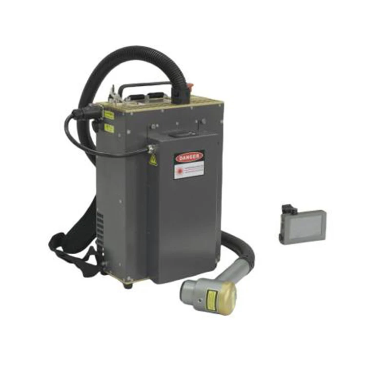 Neu eingetroffen: 300 W Impulslaser-Reinigungsmaschine im Rucksack-Stil zum Entfernen von Beschichtungen.